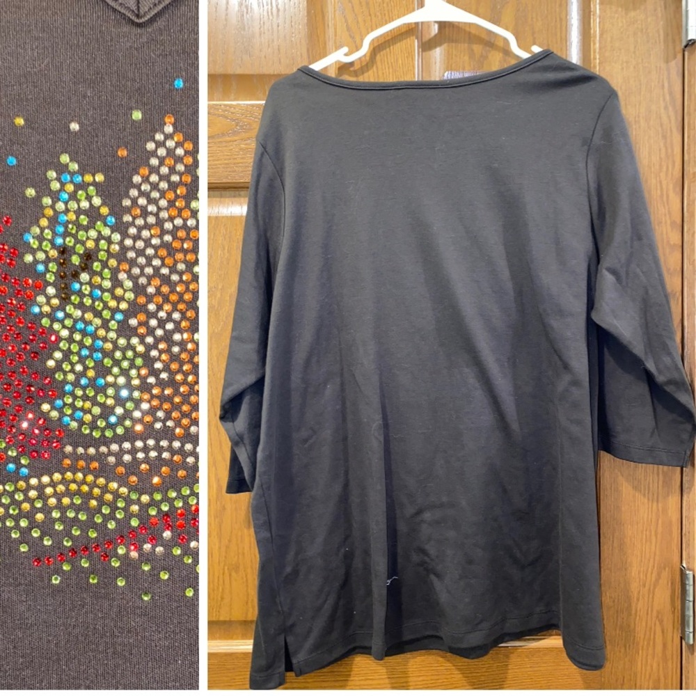 Euc Quacker Factory 1x Autumn Trees Bling 3/4 Sle… - image 2